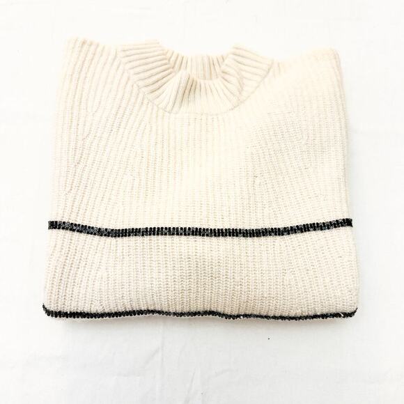 The Kooples Wool Long Sleeve Sweater Black Studded Trim Size 3 L - Picture 6 of 7